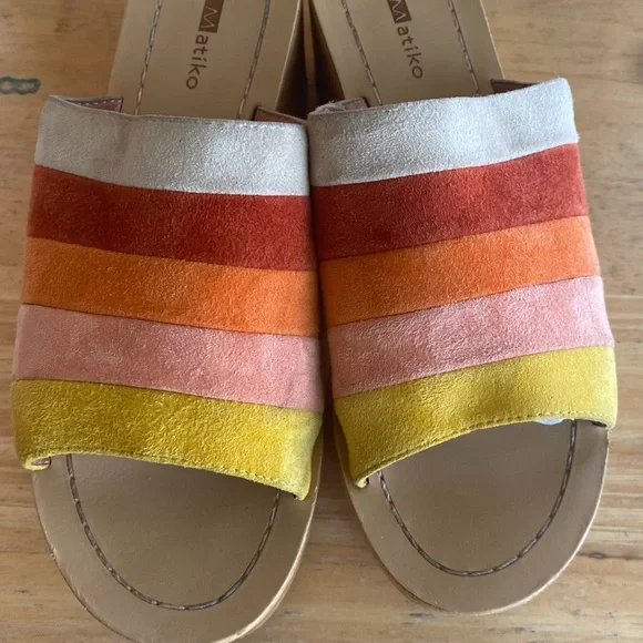 Anthropologie Matiko Womens Size 8 Wooden Mules Multicolor Slide Clog Sandals - Picture 11 of 13